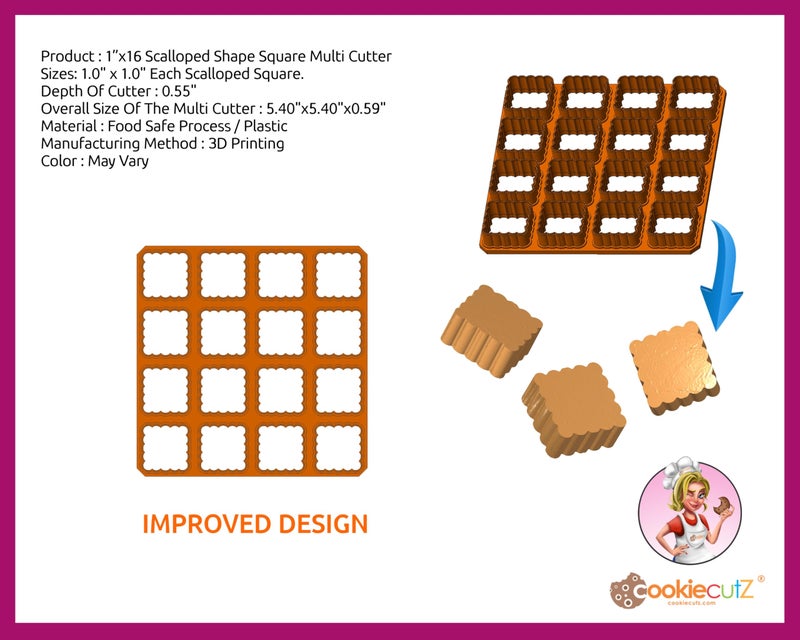 Cookie Cutz 1â€x16 Scalloped Shape Square Multi Cutter - Image 2